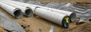 A view of the construction of the underground stormwater storage tanks at Edison High School in 2015.