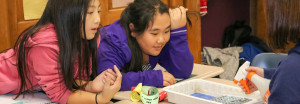 Elementary school students learning about watersheds.