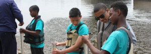 Mississippi River Green Team members participating in water quality education.