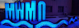 MWMO Sign Sculpture at Night