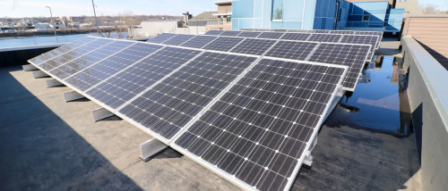 Solar panels on the MWMO garage roof.