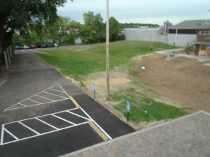 Pre-construction view of the backyard from the MWMO building.