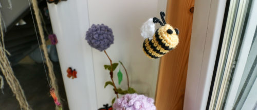 Fiber art bumblebee
