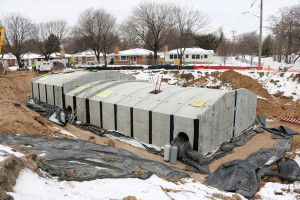 A construction photo of the St. Anthony Stormwater Treatment and Research Facility.