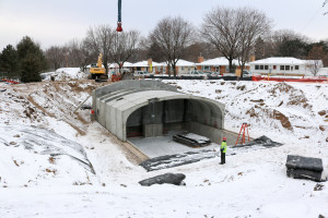 Construction of a stormwater treatment system in Minneapolis.