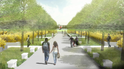 An artist's conception of the redesigned Minneapolis Sculpture Garden.