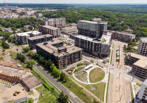 An aerial view of Towerside.