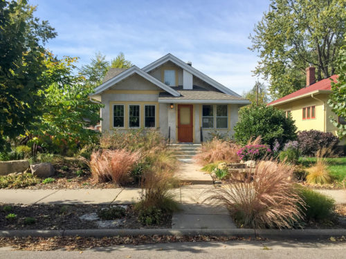 A South Minneapolis home with a variety of native plants in its front yard.