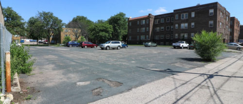 First Universalist Church's parking lot prior to reconstruction.