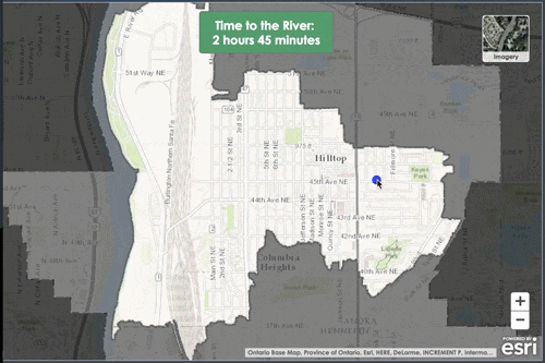 An animated GIF showing an interactive part of the MWMO's new Story Map.