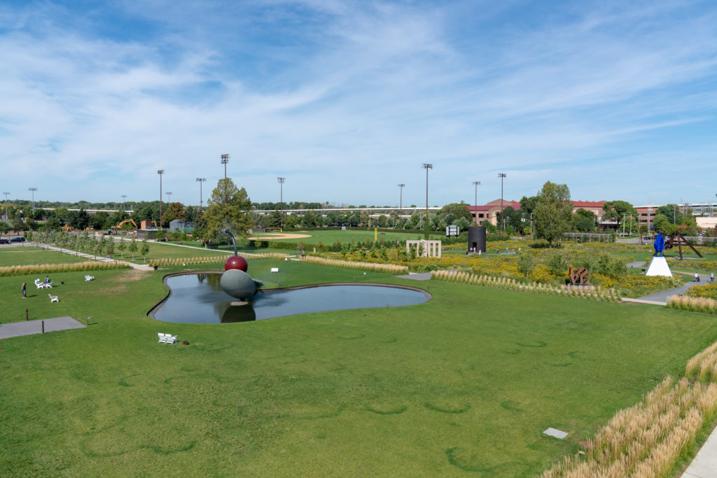 Aerial view of sculpture garden