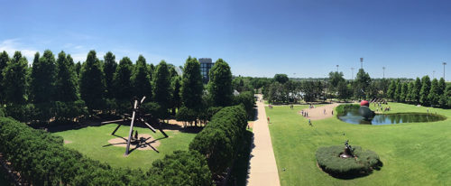 A panoramic view of the Minneapolis Sculpture Garden prior to reconstruction in June 2015.