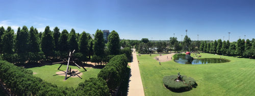 A panoramic view of the Minneapolis Sculpture Garden prior to reconstruction in June 2015.