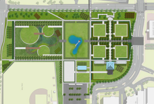The new, environmentally friendly design for the sculpture garden. (Image courtesy oslund.and.assoc)