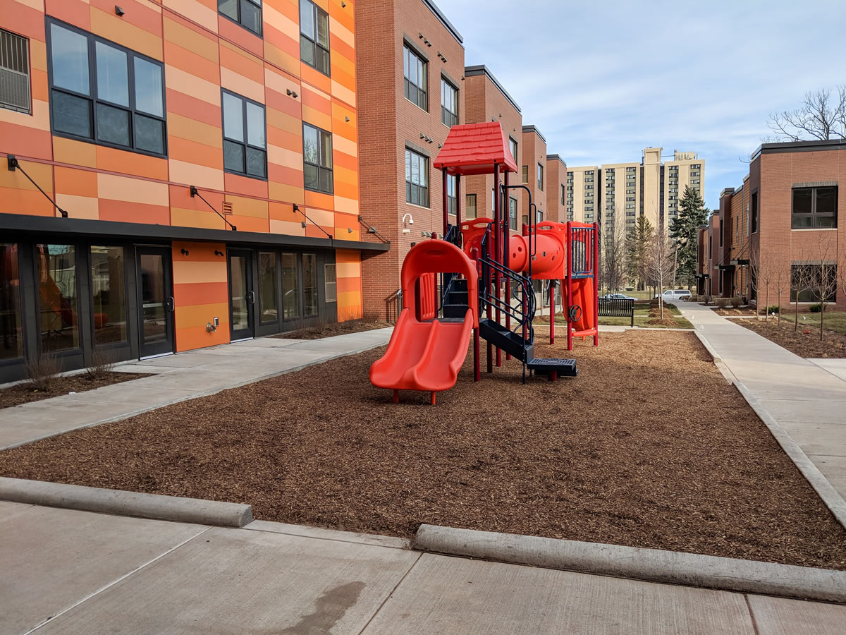 The playground at EcoVillage Apartments.