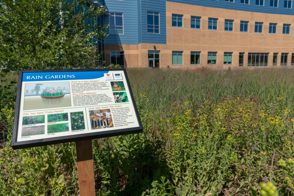 Interpretive signage at the Washburn Center for Children's rain garden