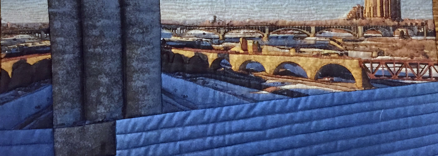 Detail of a quilt by Jeannie Spears: View from the Guthrie.