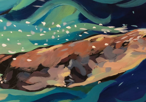 "A Good Dive," otter painting by Kat Corrigan.
