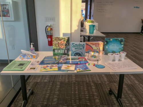 Children's books about water, purchased by the Anoka County Library with an MWMO Mini Grant.