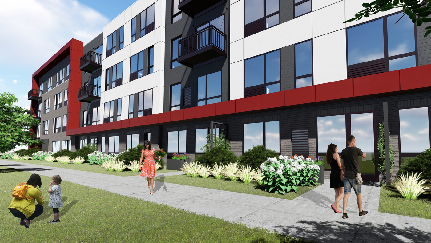 A rendering of the planned 2333 Jackson Street "JAX Apartments" building.