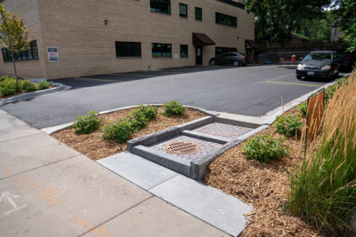 FamilyWise Services parking lot and stormwater pretreatment structure.