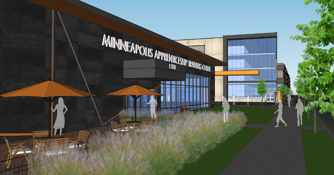 A rendering of the planned Minneapolis Apprenticeship and Training Center.