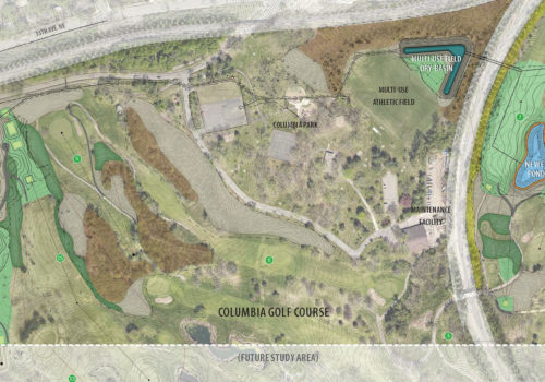 An updated design for the Columbia Golf Course stormwater improvements.