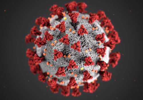 Computer-generated image of a coronavirus.