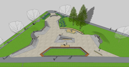 A rendering of the upgraded Elliot Park Skate Plaza.