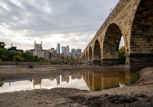 The Mississippi River near the Stone Arch Bridge during a recent water level drawdown.