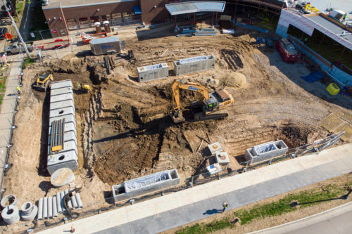 An aerial view of construction at NorthPoint.