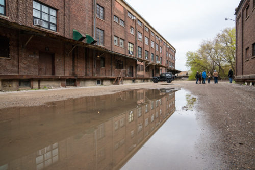 Large puddle in an alley.