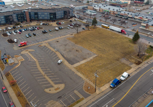 Aerial view of 3030 Nicollet Avenue in Minneapolis.
