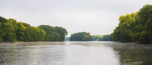 The Mississippi River near Islands of Peace Park in Fridley.