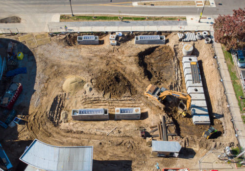 Aerial view of construction at NorthPoint Health and Wellness Center.
