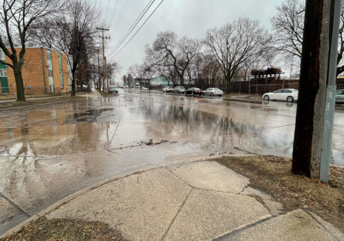 A flooded intersection in the Seward Neighborhood of Minneapolis.