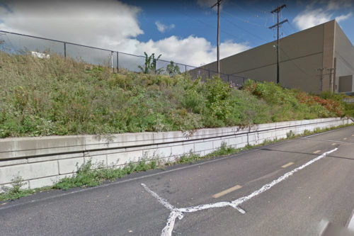 Google Street View image of slope along the Midtown Greenway.