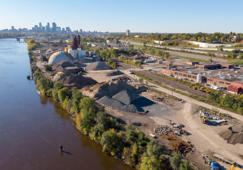 Aerial view of the shoreline at Upper Harbor Terminal.