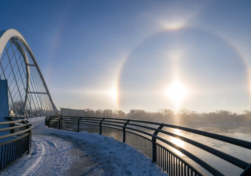 Sun dogs over the Mississippi River.