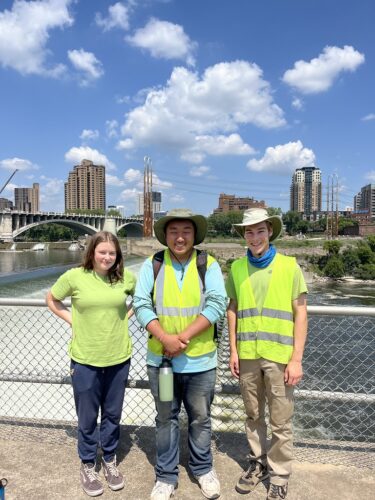 From left: GRIIT team member Rose Hylton, Program Lead Akia Vang, and team member Noah Sullivan.