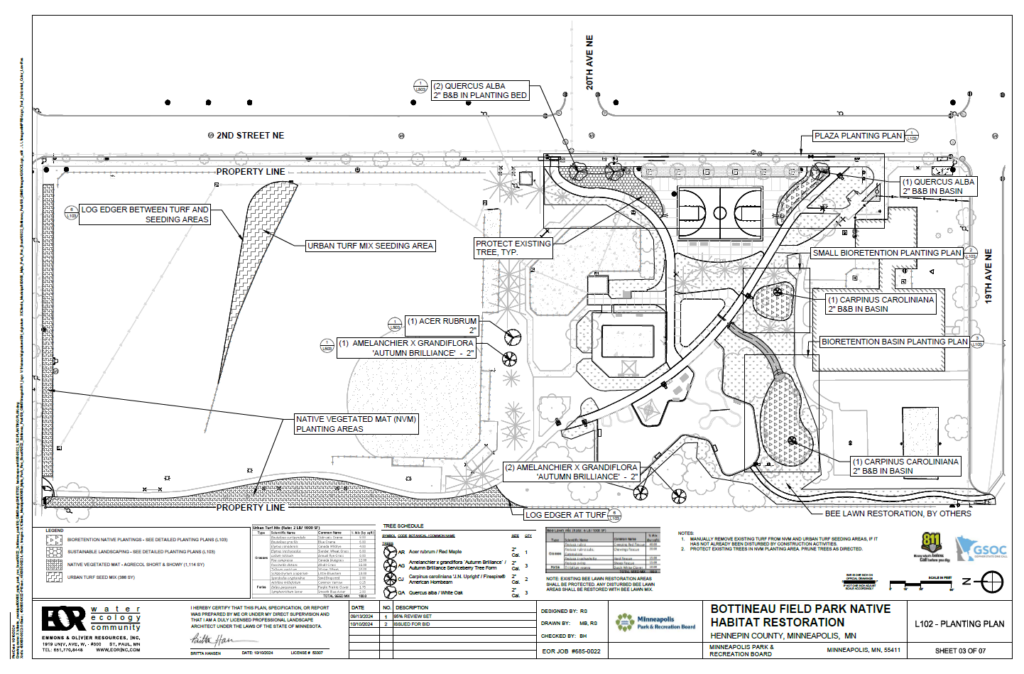 BOTTINEAU FIELD PARK LANDSCAPE PLANS