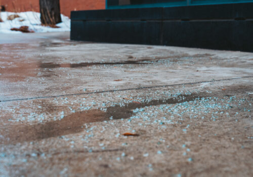 Oversalting on sidewalk in Downtown Minneapolis