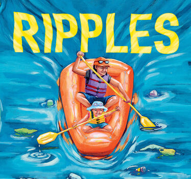 Katie Yamasaki's Ripples book cover featuring a young girl and her Aunty as they set sail on their river raft